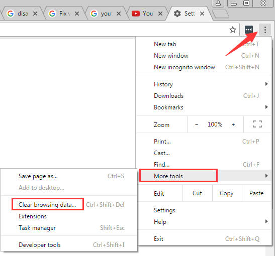  Removing cache and cookies chrome 