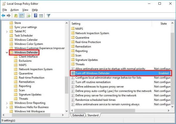  Disable Windows Defender Antivirus by using Local Group Policy 